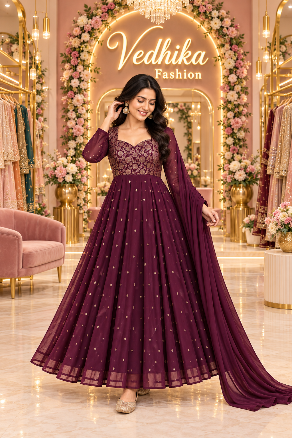 PAKHI WINE ANARKALI SUIT