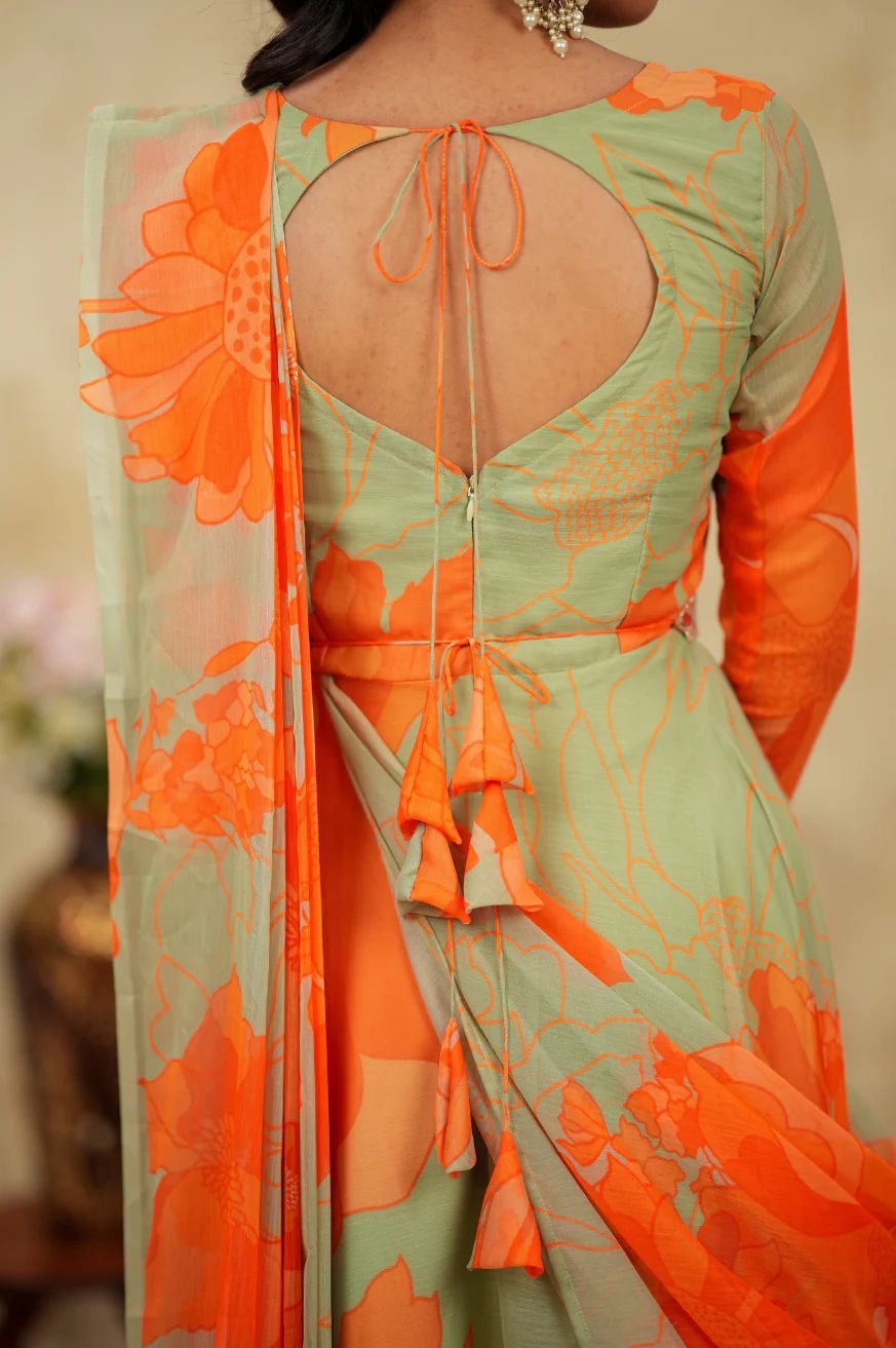 Krithanya Orange Anarkali Suit