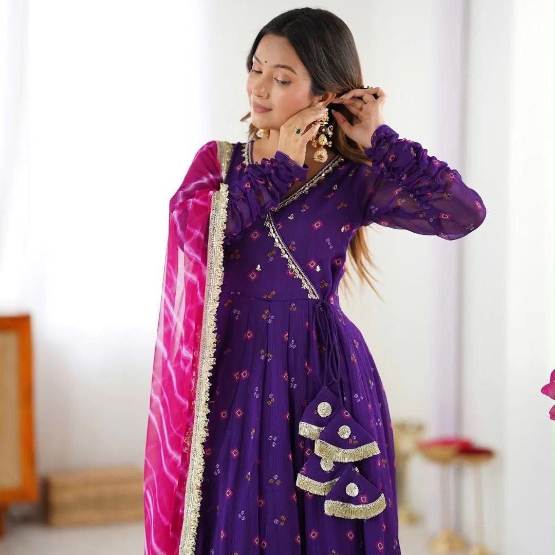 GULABI LEHER ANARKALI