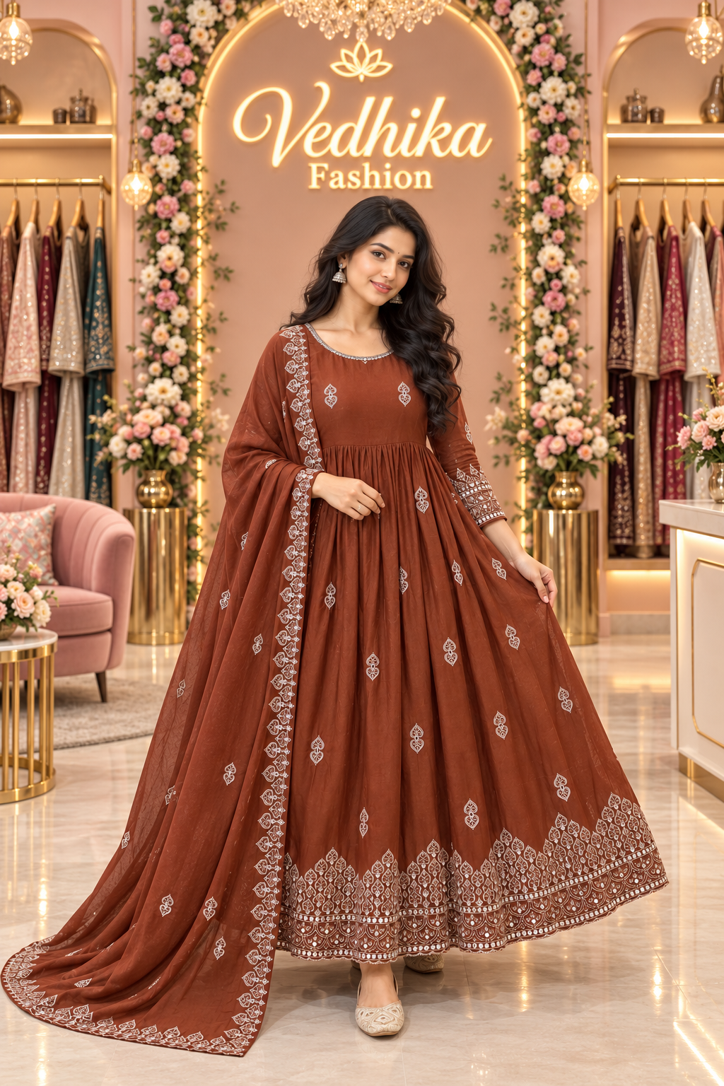 NIYATI BROWN ANARKALI SUIT