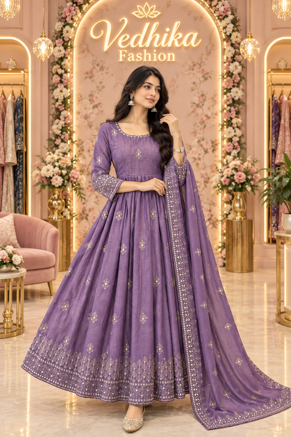 NIYATI LAVENDER ANARKALI SUIT