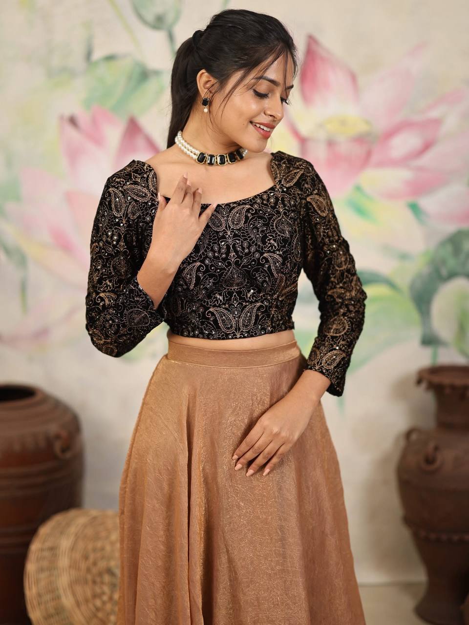 Adhira Black Two-Piece Lehenga