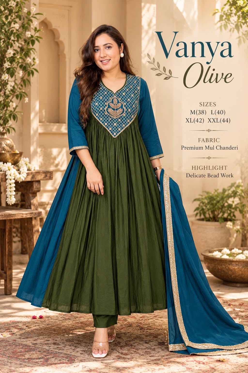 Vanya Olive Anarkali Suit