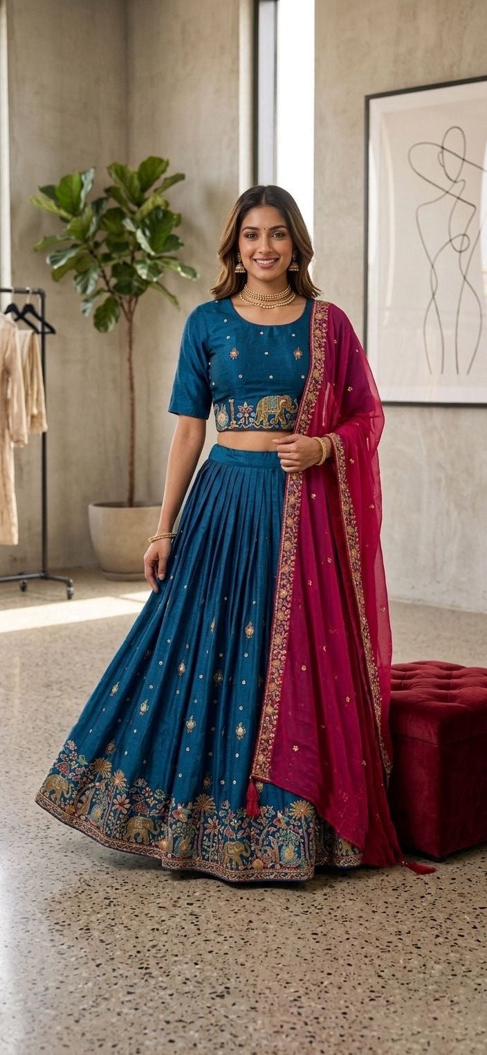 Teal Maharani Ensemble Lehenga