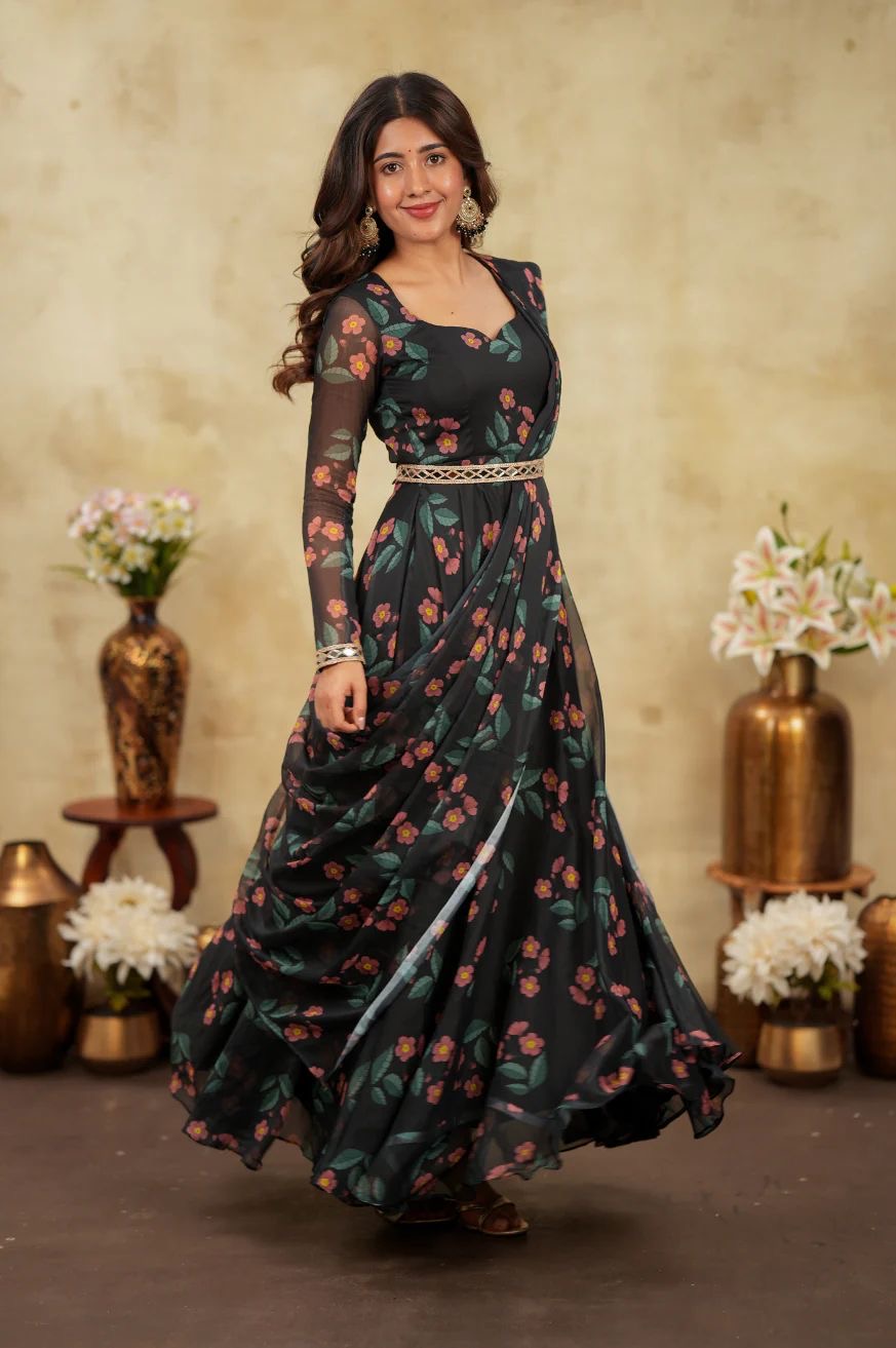 Krithanya Black Anarkali Suit