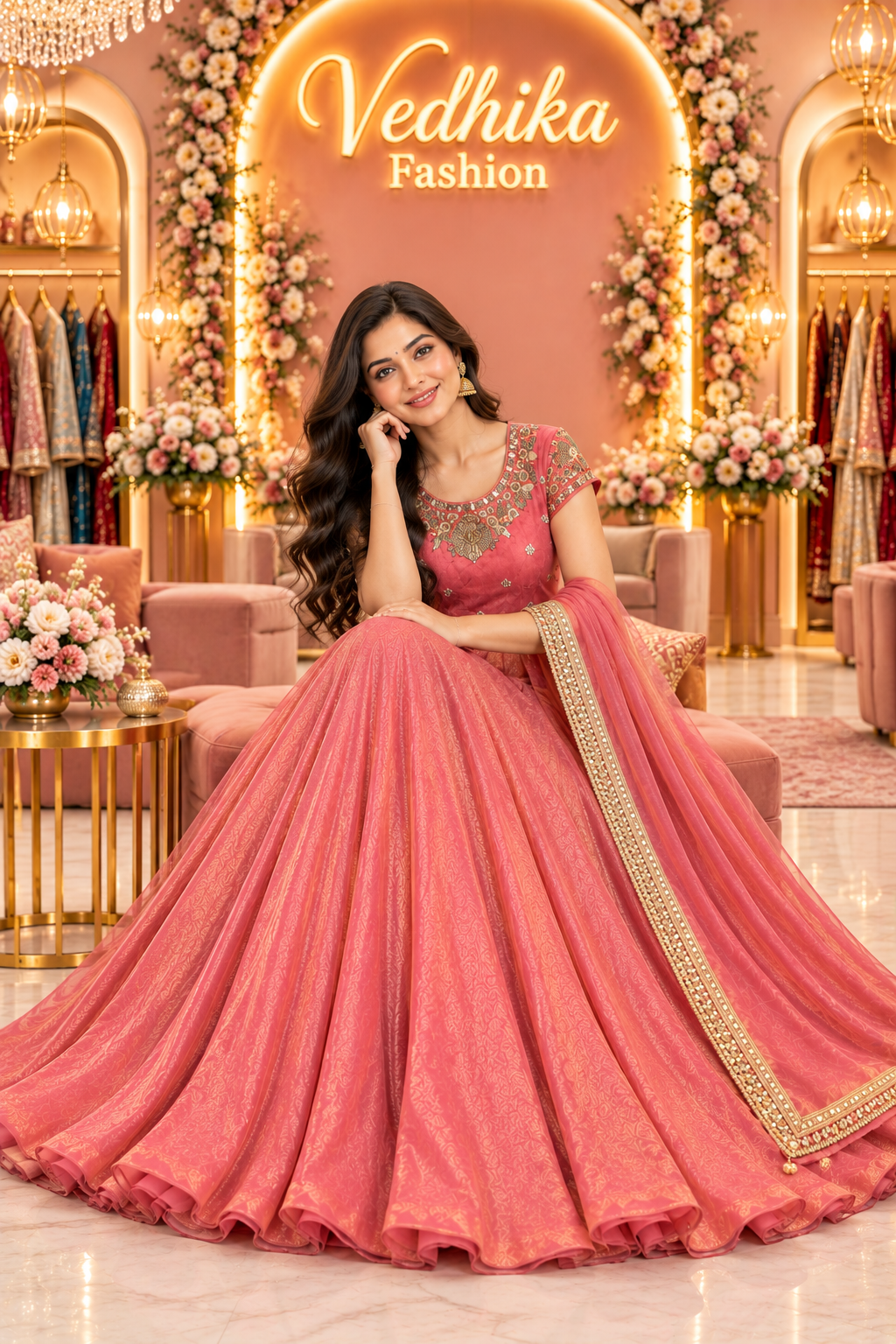 Arohi Peach Anarkali Suit