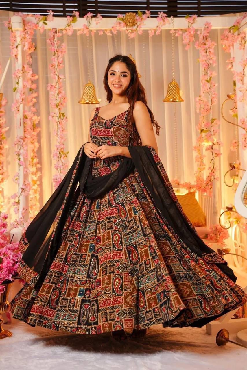 BLACK PATOLA ANARKALI SUIT