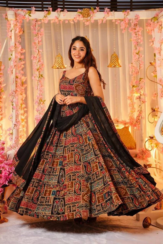 BLACK PATOLA ANARKALI SUIT