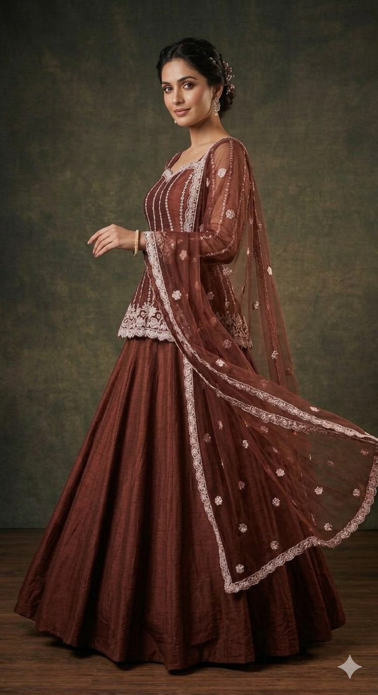 Zeenat Rust Lehenga
