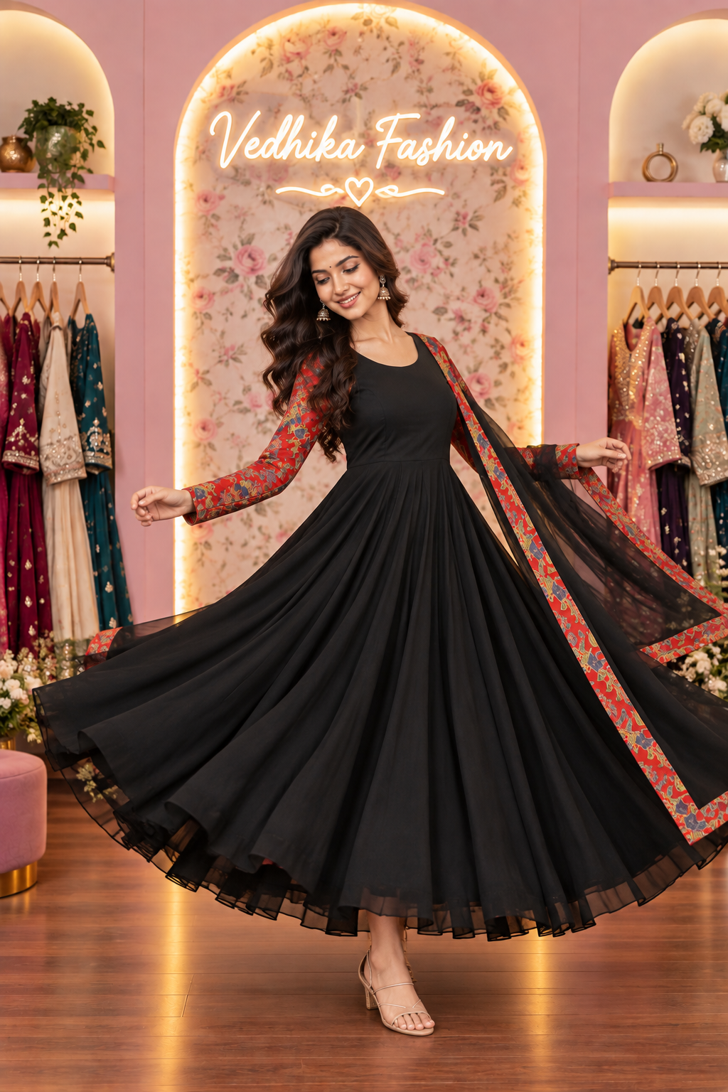 REVATI BLACK RED ANARKALI SUIT
