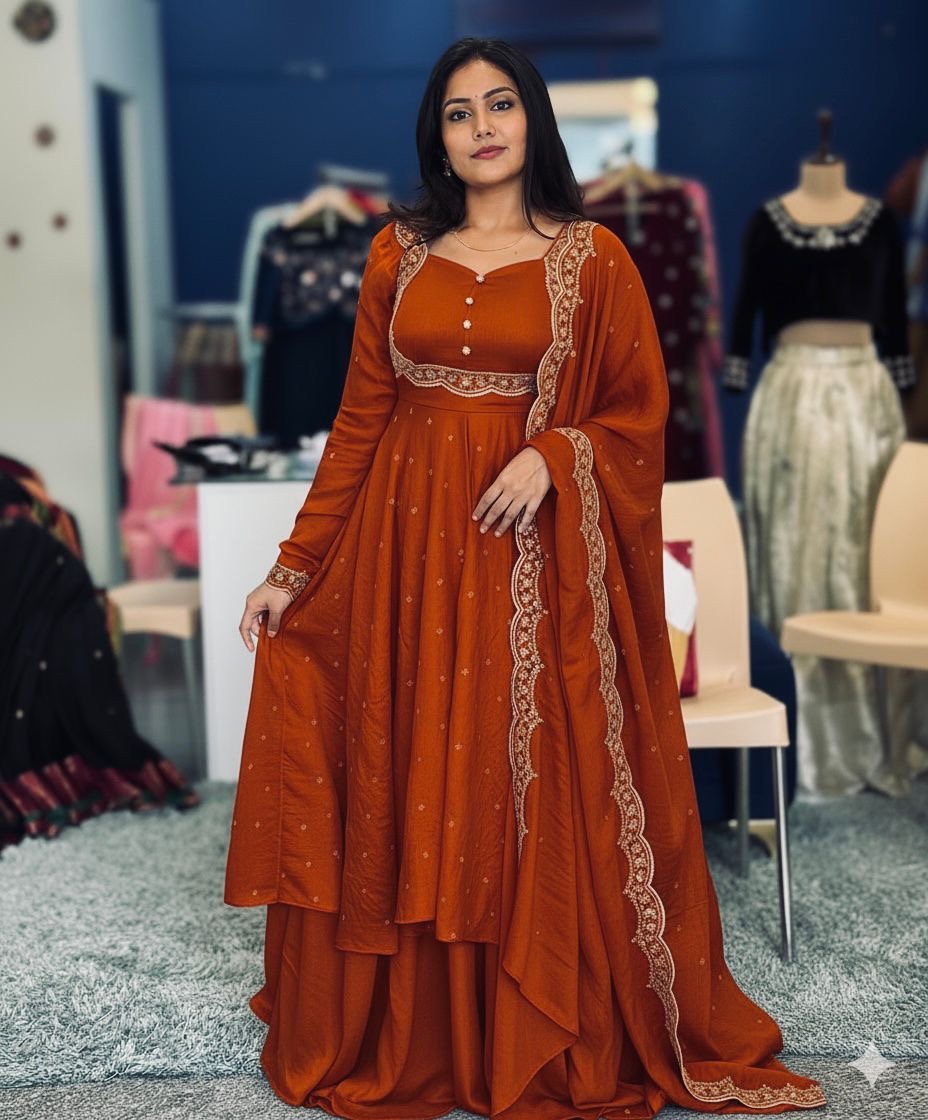 Vedhika Rust Suit