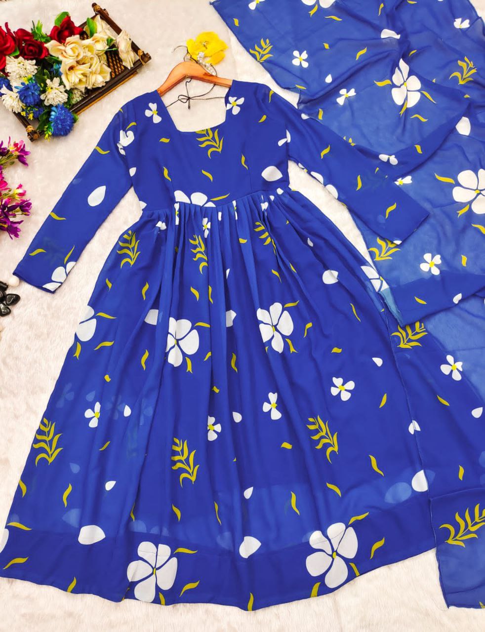 Blue Floral Suit Set