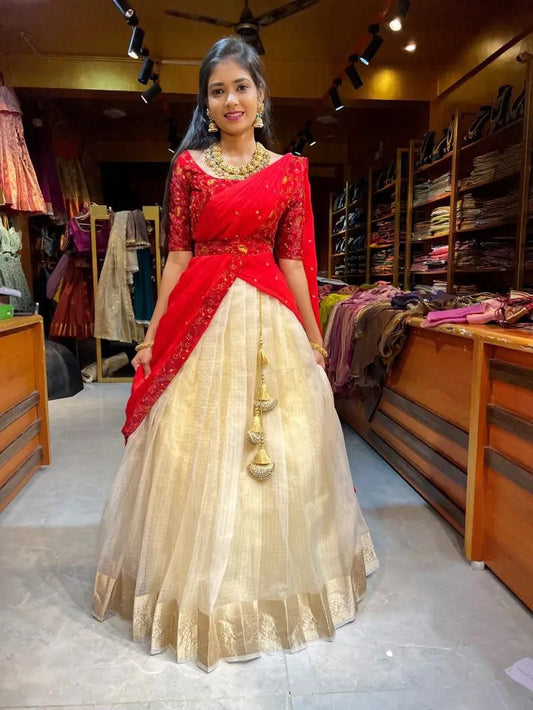 Kanakvalli Red Lehenga