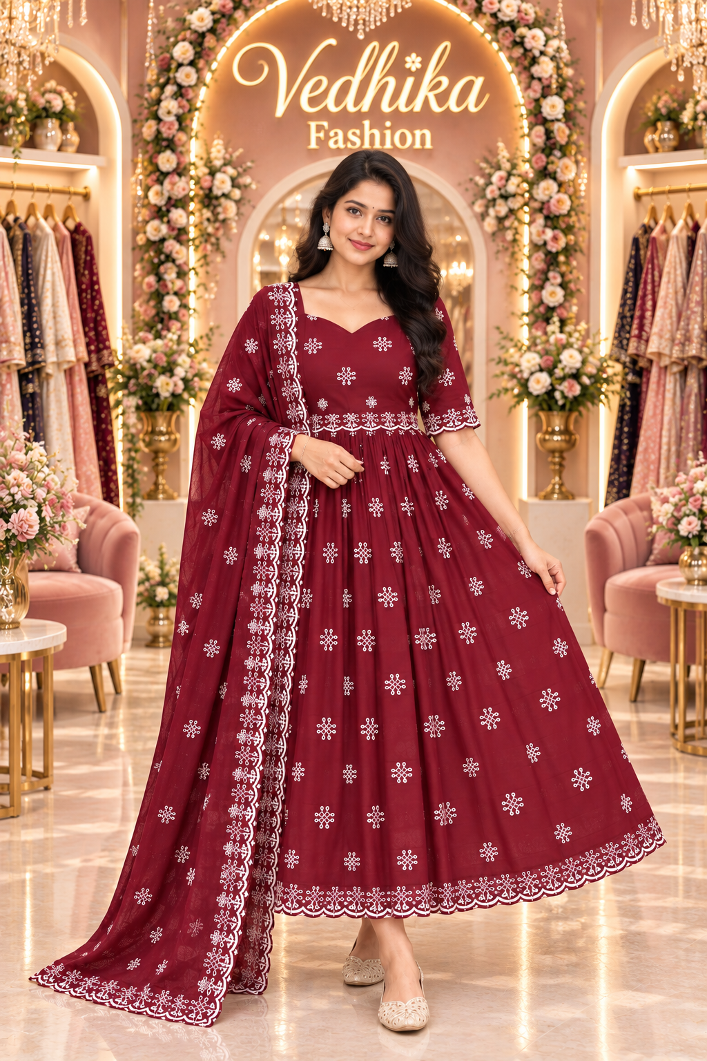 MUGGU MAHAROON ANARKALI