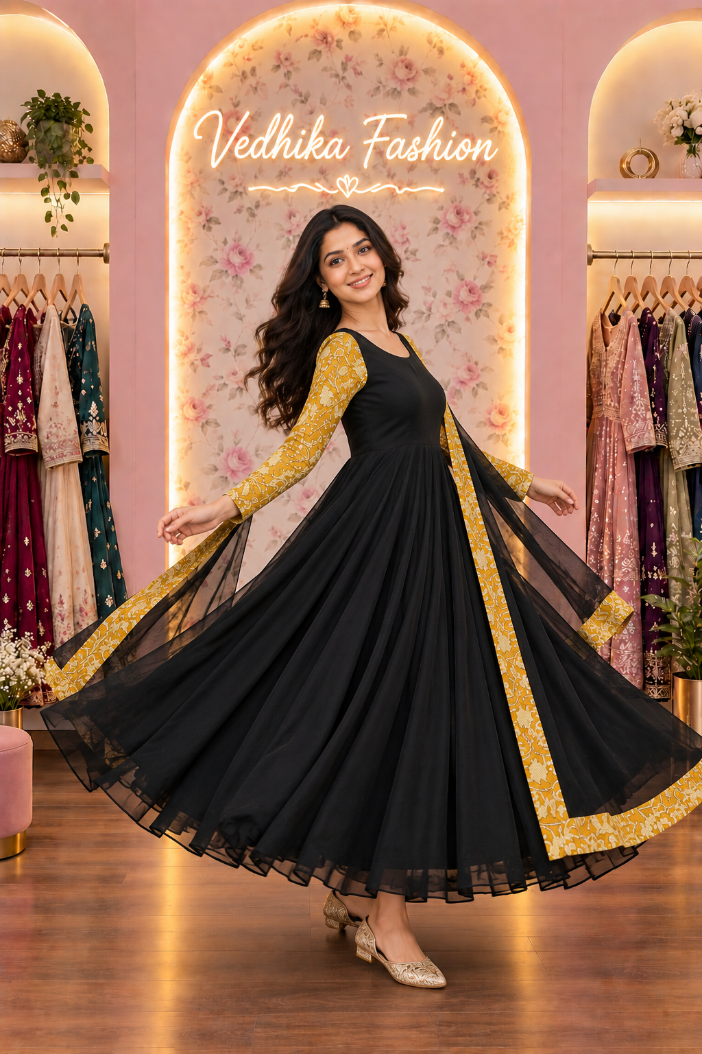 REVATI BLACK YELLOW ANARKALI SUIT