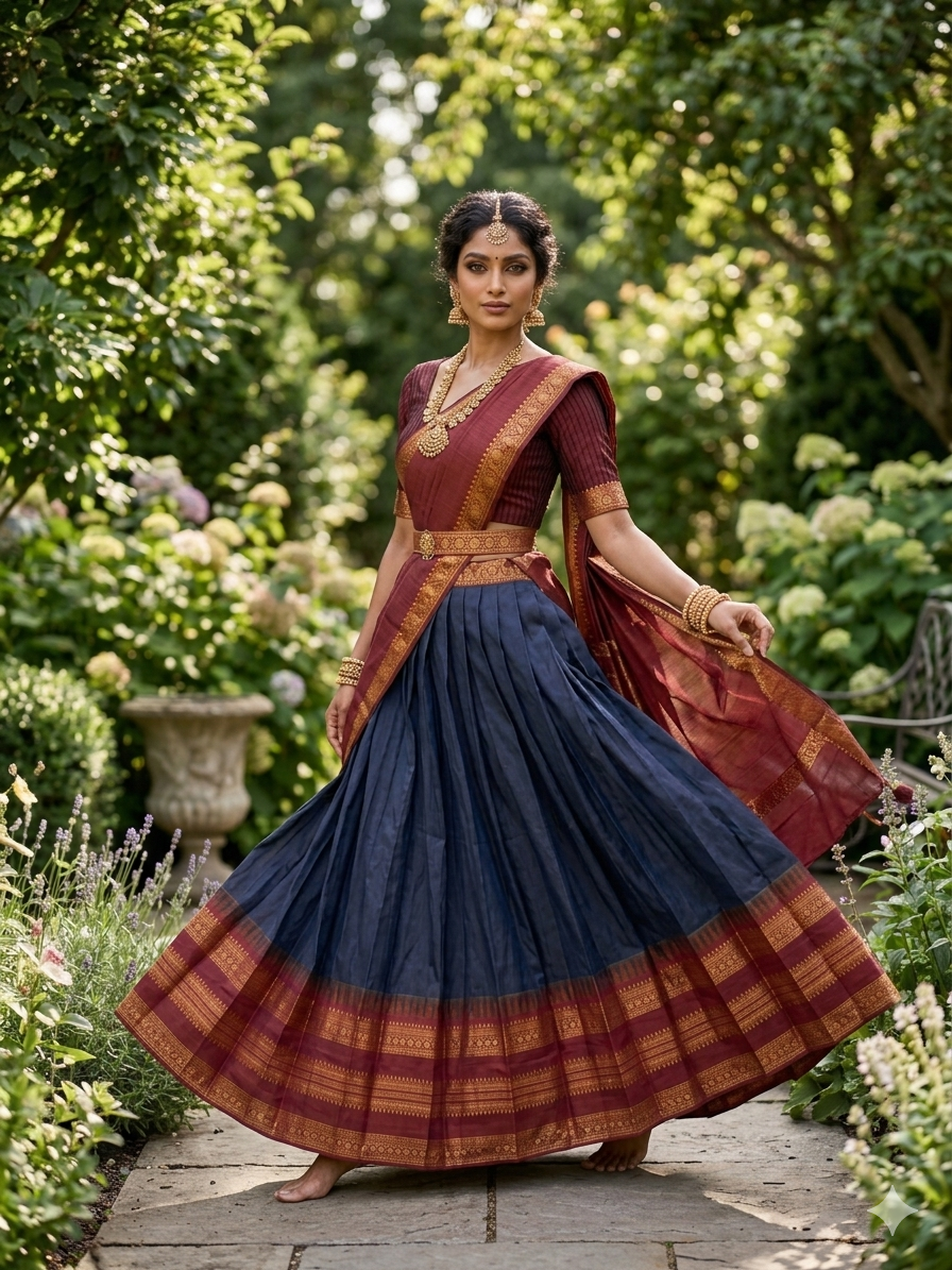 Kanchipuram Navy Blue Lehenga
