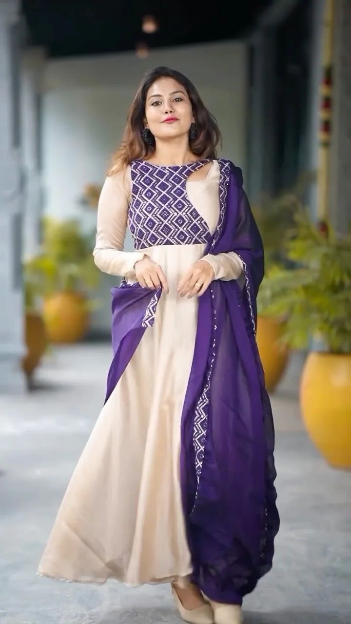 Purple Beige Anarkali