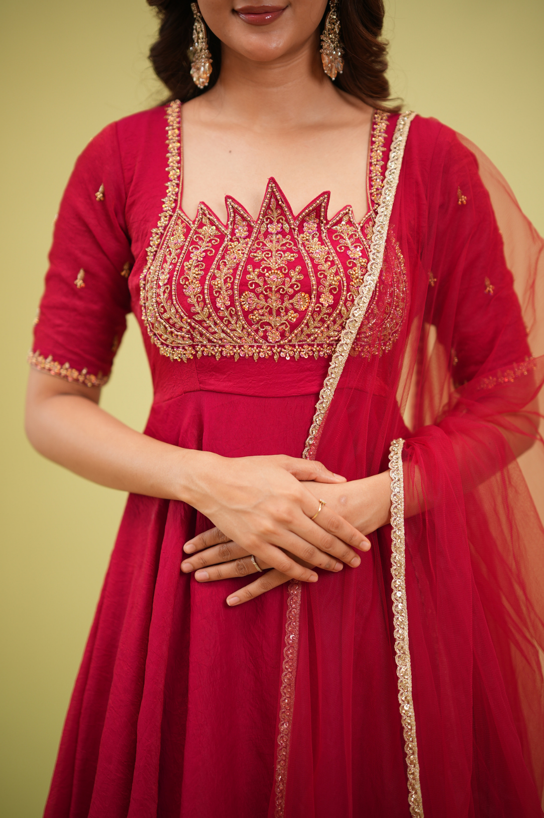 Lotus Red Anarkali Suit