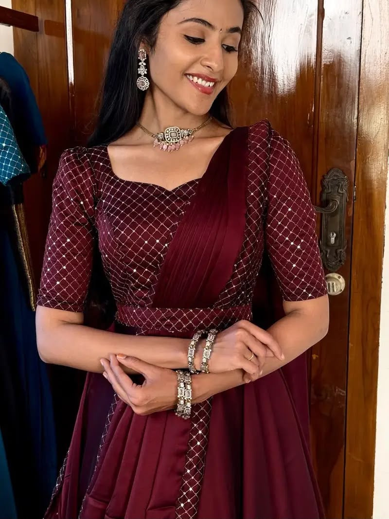 UNNATI MAHAROON ANARKALI