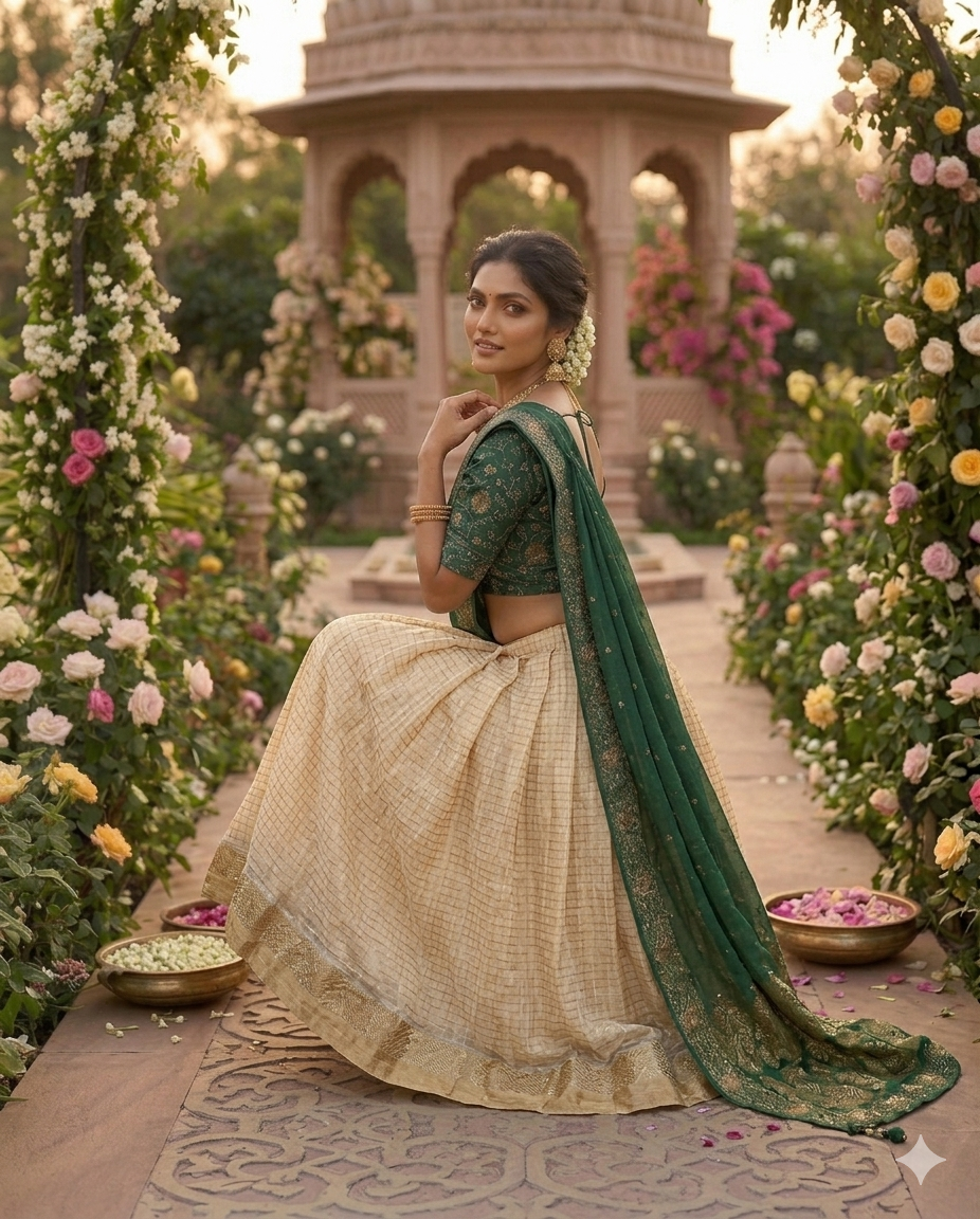 Kanakvalli Teal Lehenga