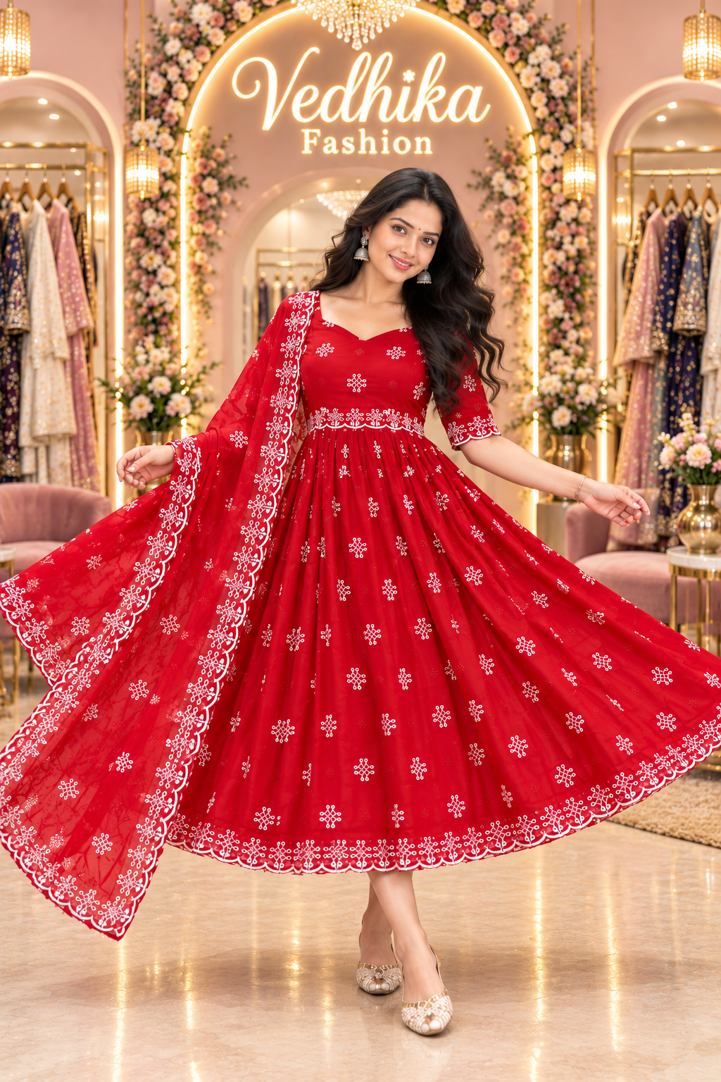 MUGGU RED ANARKALI