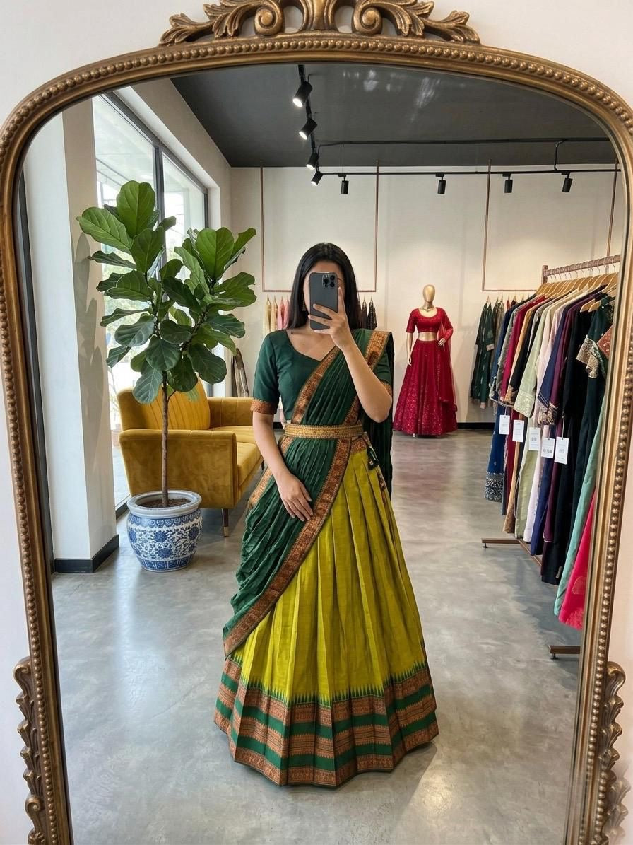 Kanchipuram Lime Green Lehenga