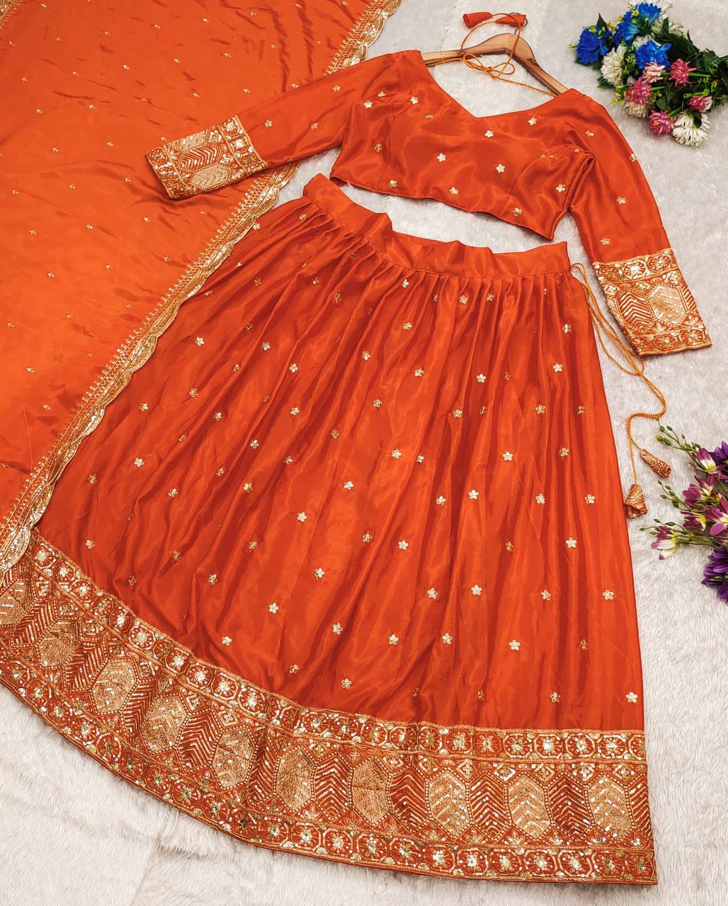 ORANGE SILK LEHENGA
