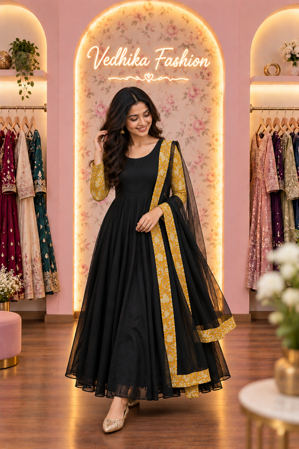 REVATI BLACK YELLOW ANARKALI SUIT