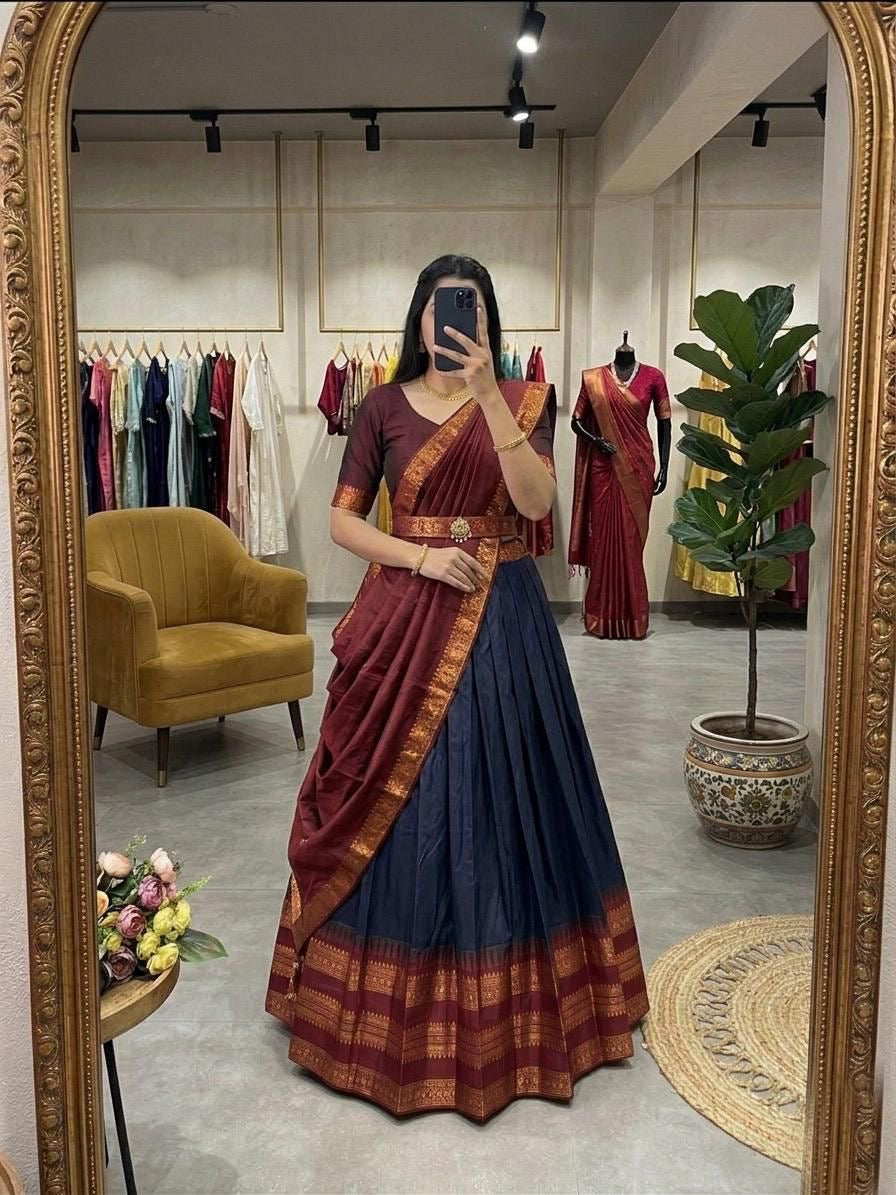 Kanchipuram Navy Blue Lehenga