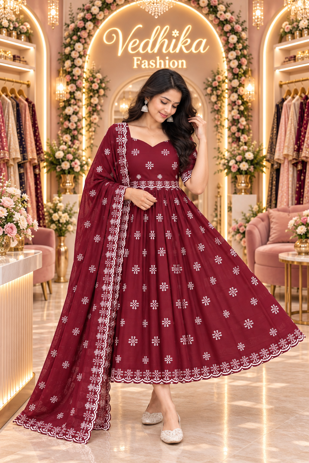 MUGGU MAHAROON ANARKALI
