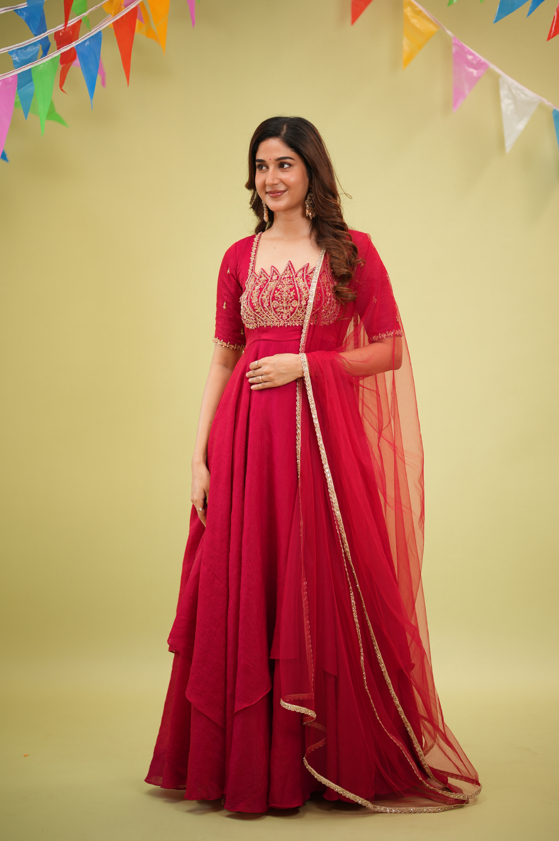Lotus Red Anarkali Suit