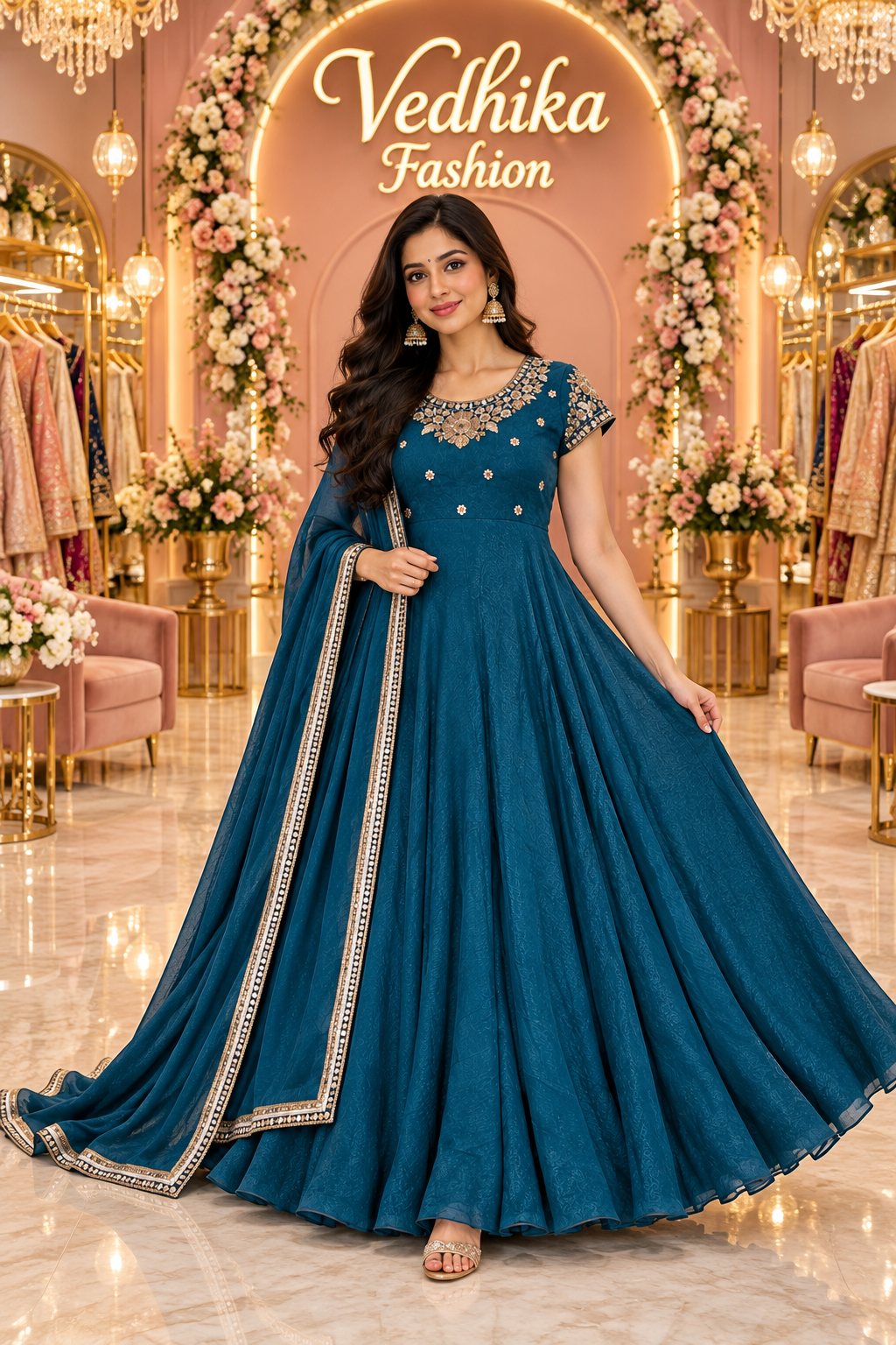 Arohi Teal Anarkali Suit