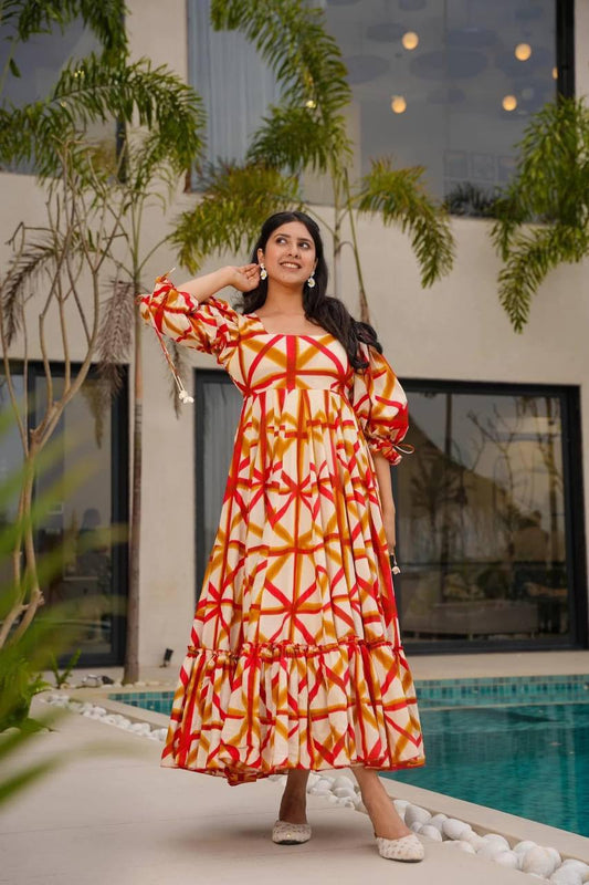 SAJDA ORANGE MAXI - Vedhika Fashion