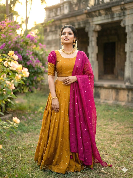 Mustard Gold Rani - Lehenga