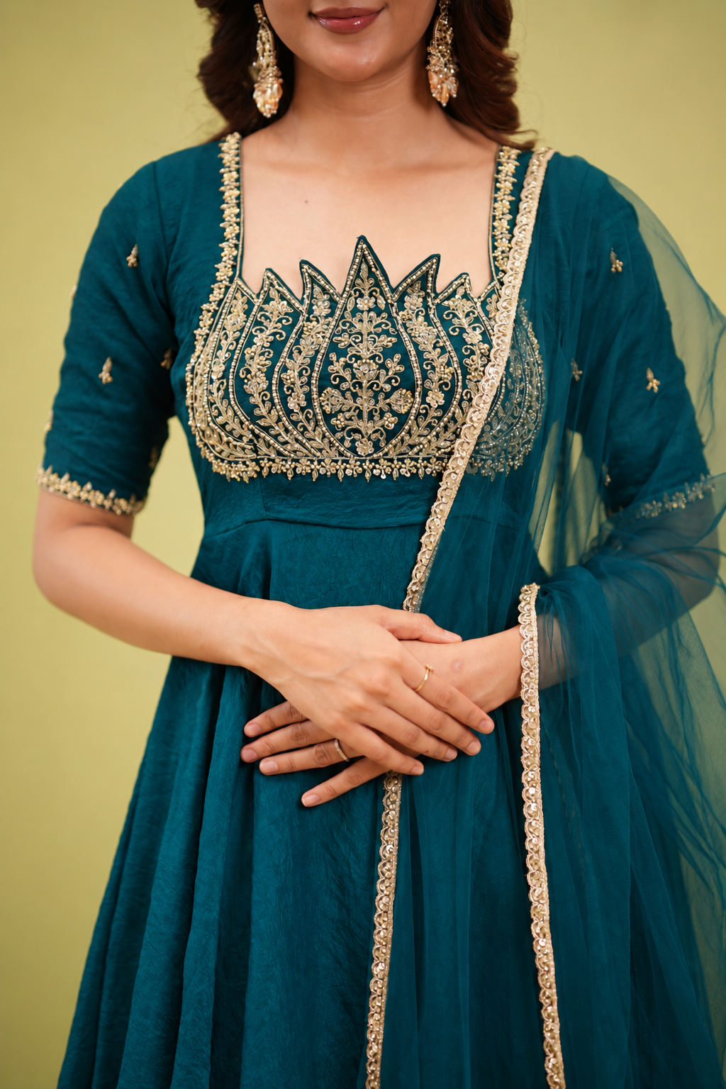 Lotus Teal Anarkali Suit