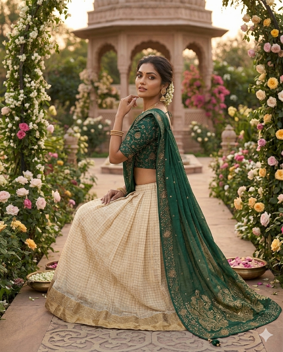 Kanakvalli Teal Lehenga