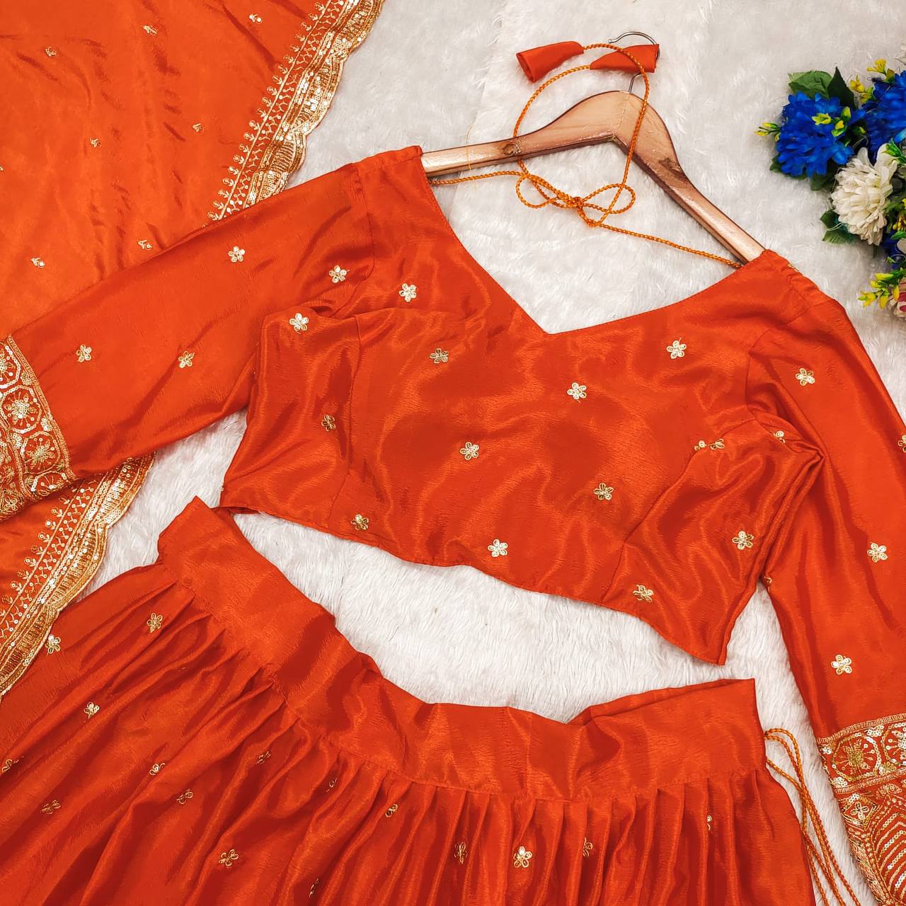 ORANGE SILK LEHENGA