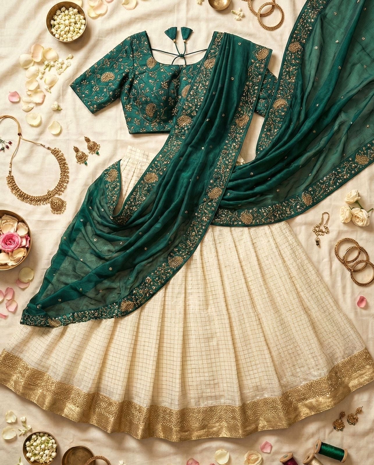 Kanakvalli Teal Lehenga
