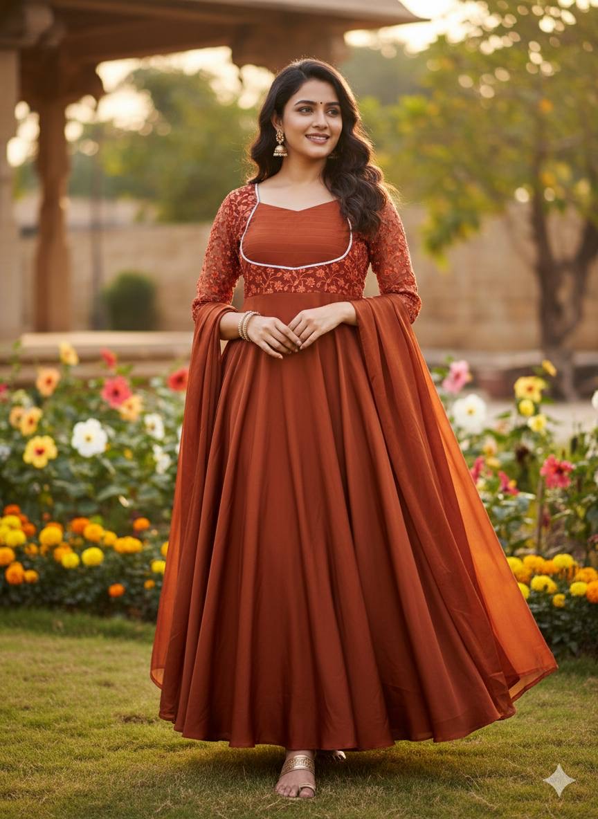 DEVSENA RUST ANARKALI SUIT