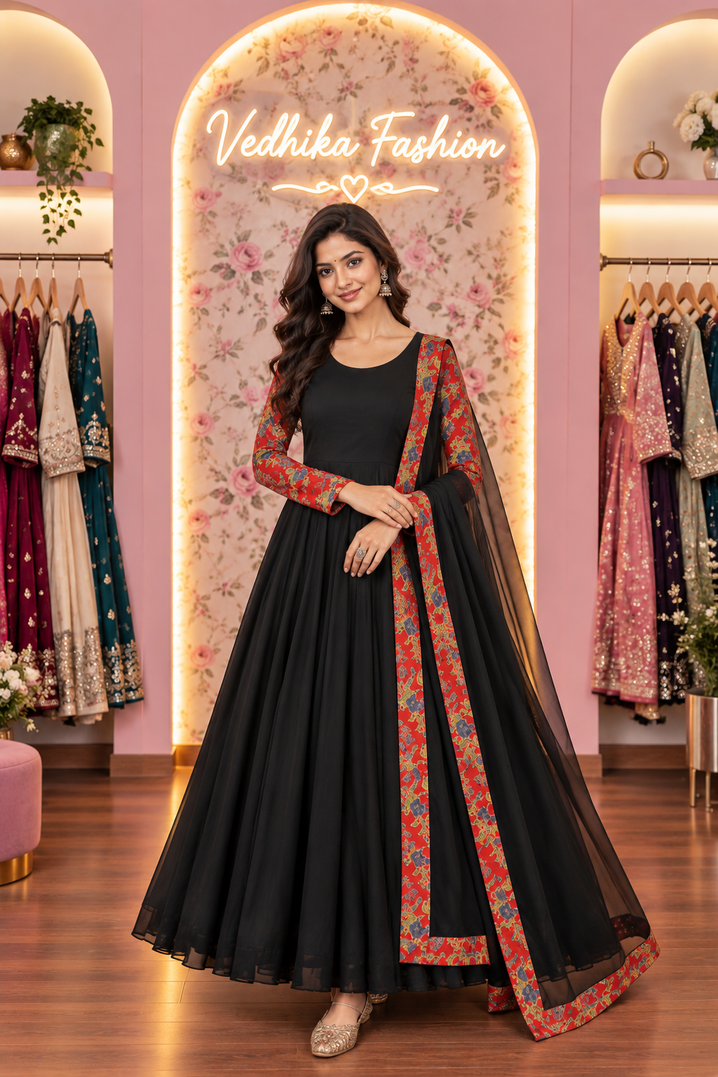 REVATI BLACK RED ANARKALI SUIT