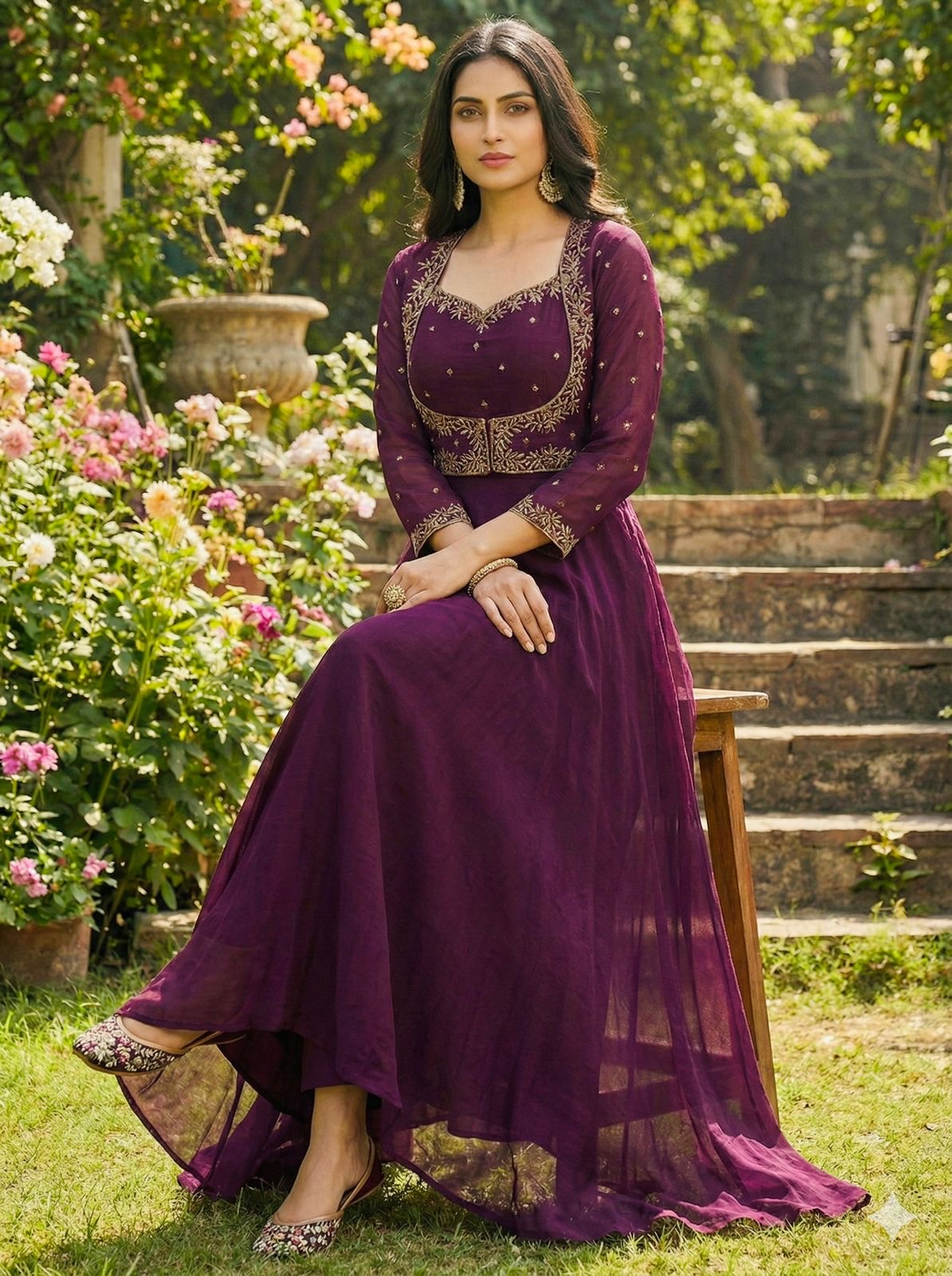 Meher Wine Anarkali Suit