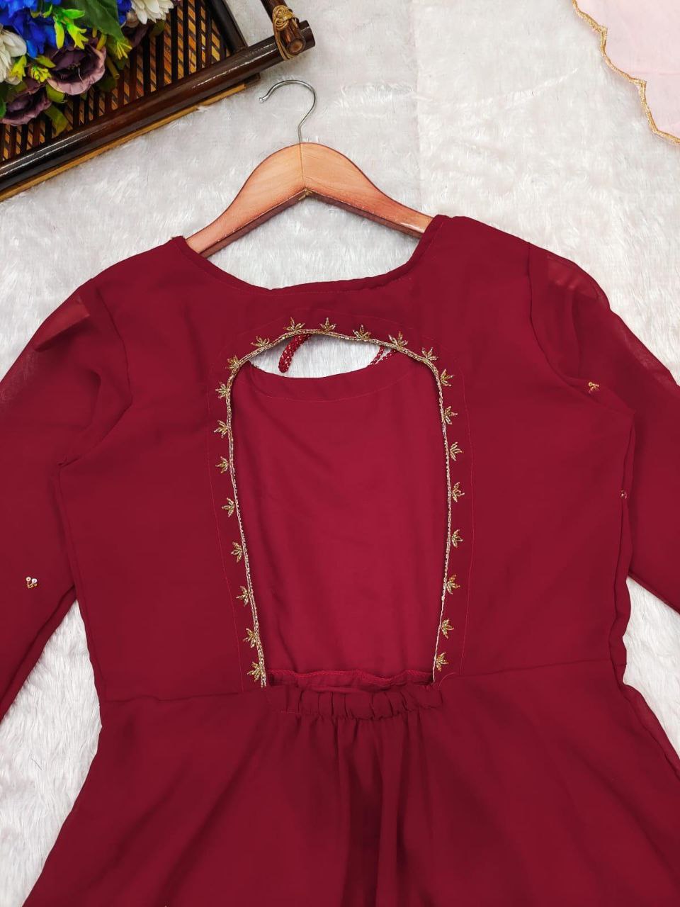 Maroon Handwork Anarkali