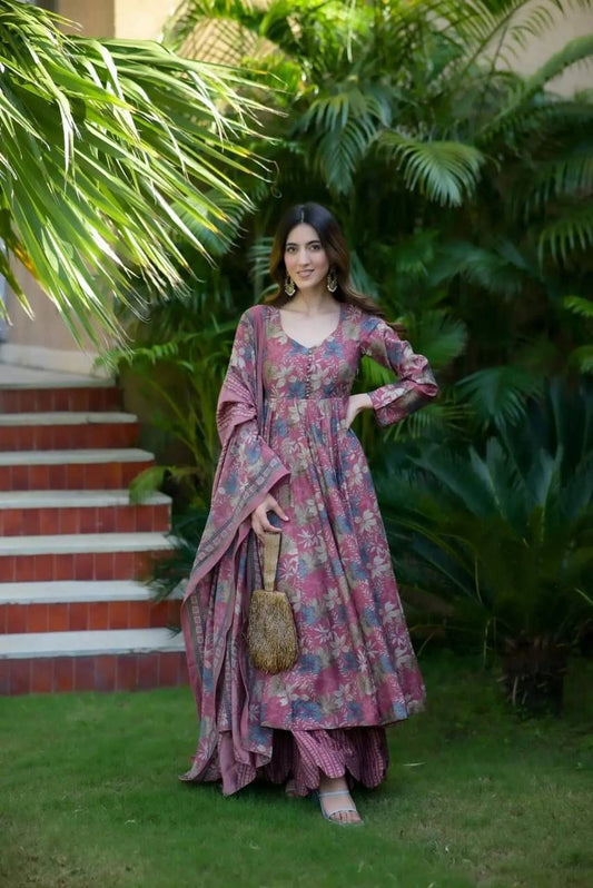 Mauve Floral Anarkali