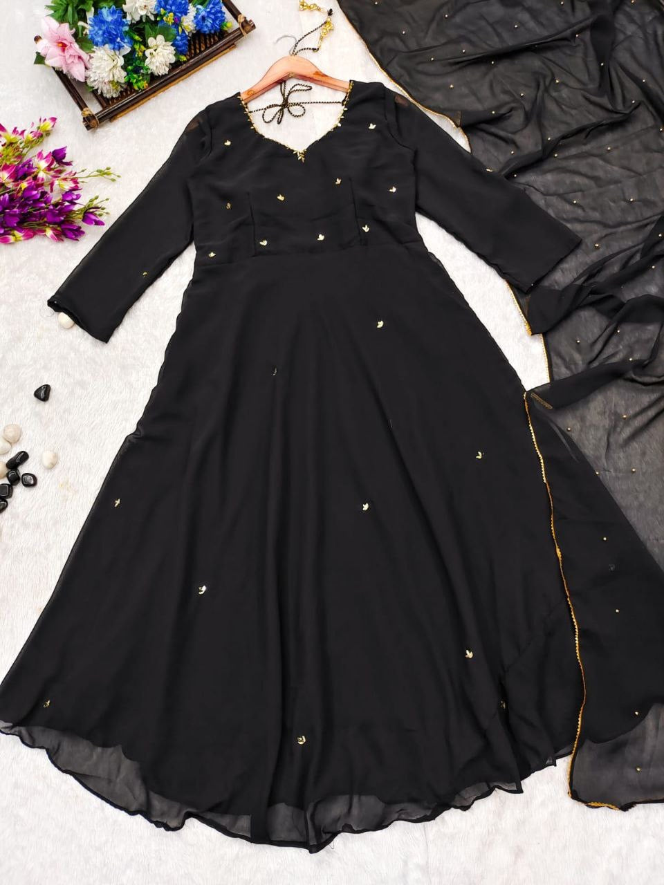 Black Handwork Anarkali