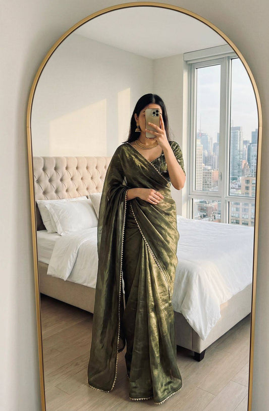 Apsara Olive Saree