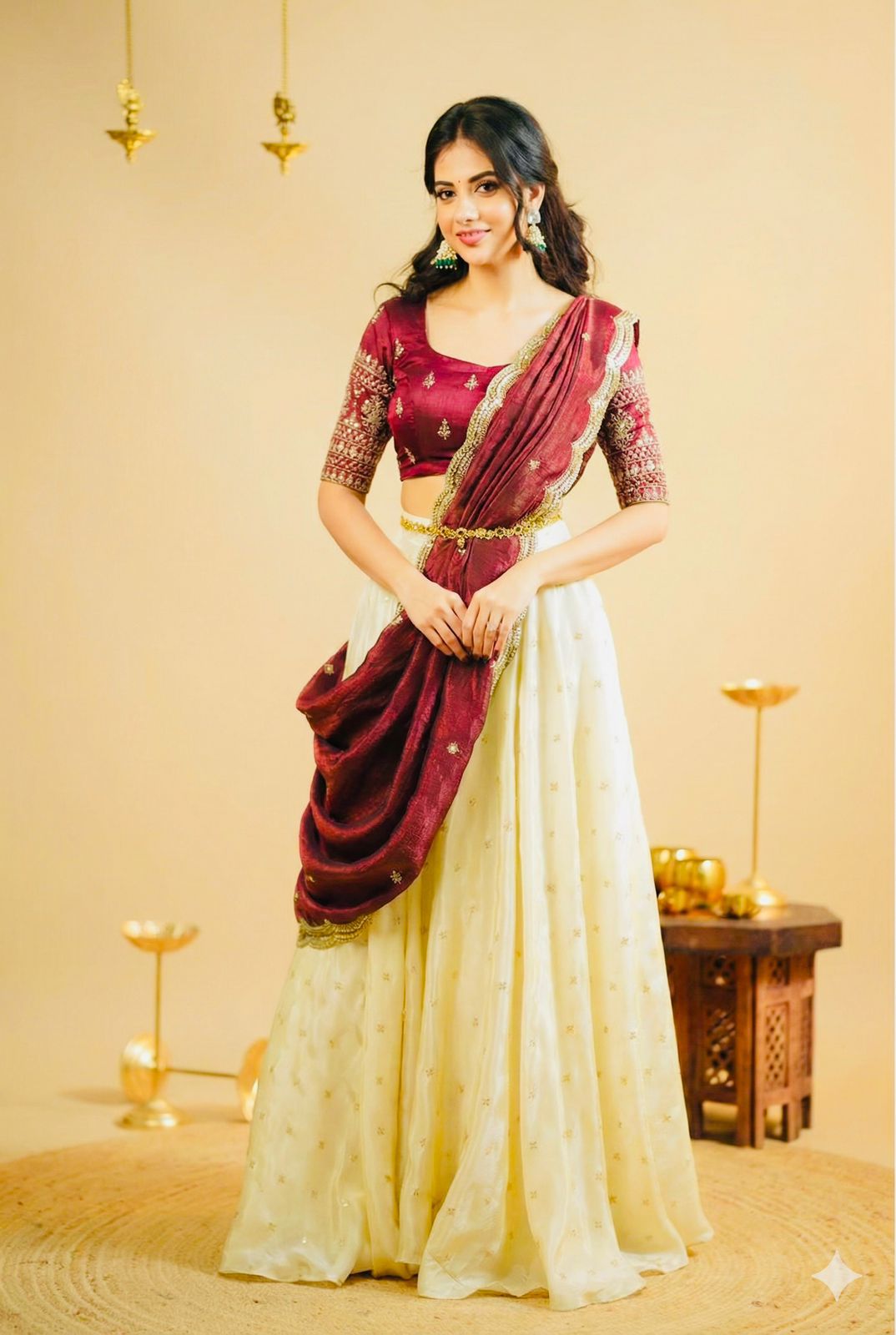 Marroon Pearl Lehenga