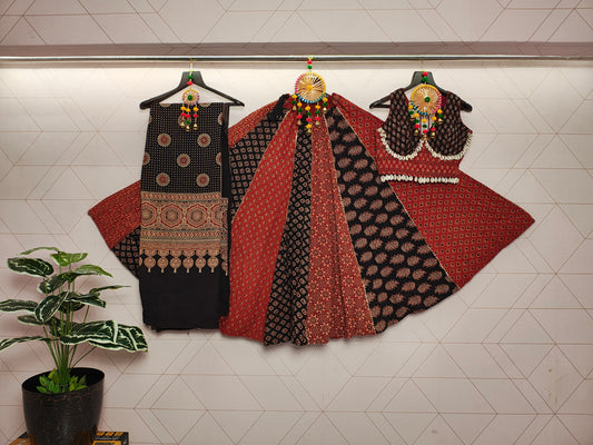 AJRAKH PRINT LEHENGA - Vedhika Fashion
