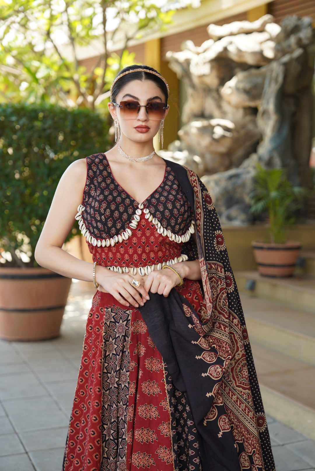 AJRAKH PRINT LEHENGA - Vedhika Fashion