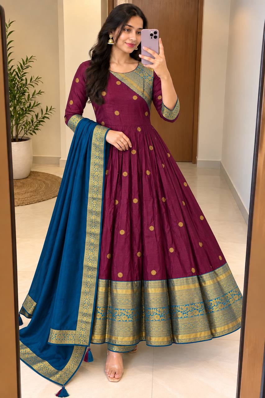 NANDHIKA WINE ANARKALI SUIT