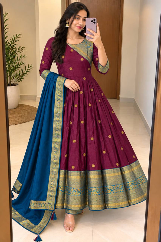 NANDHIKA WINE ANARKALI SUIT
